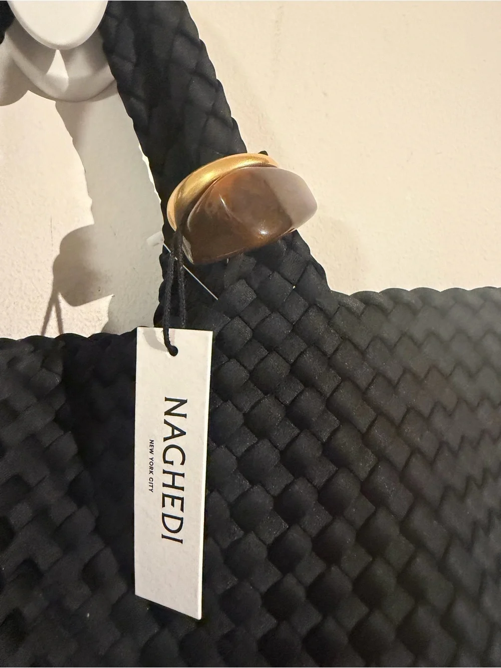$375 Nachedi St. barths Black Woven Tote Bag - Elegant Everyday Carry Rare